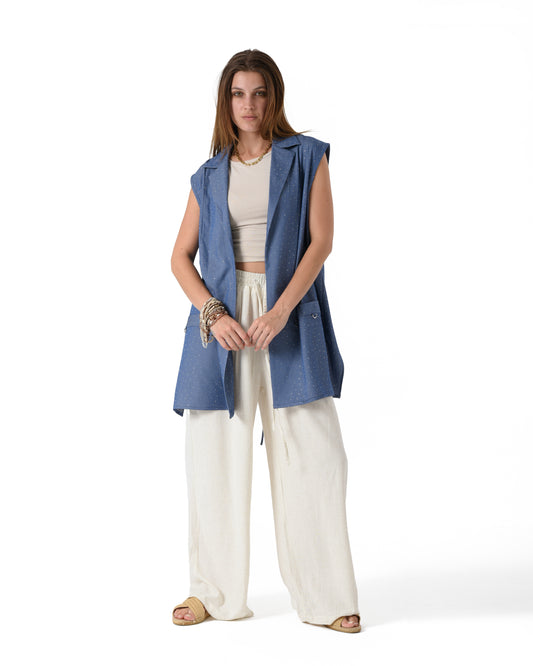 Cascade fringe denim vest