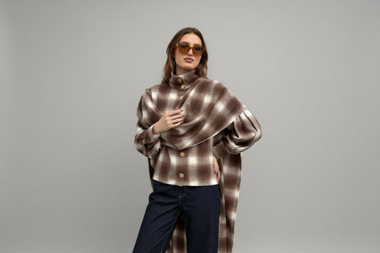 Mocha draped scarf blouse