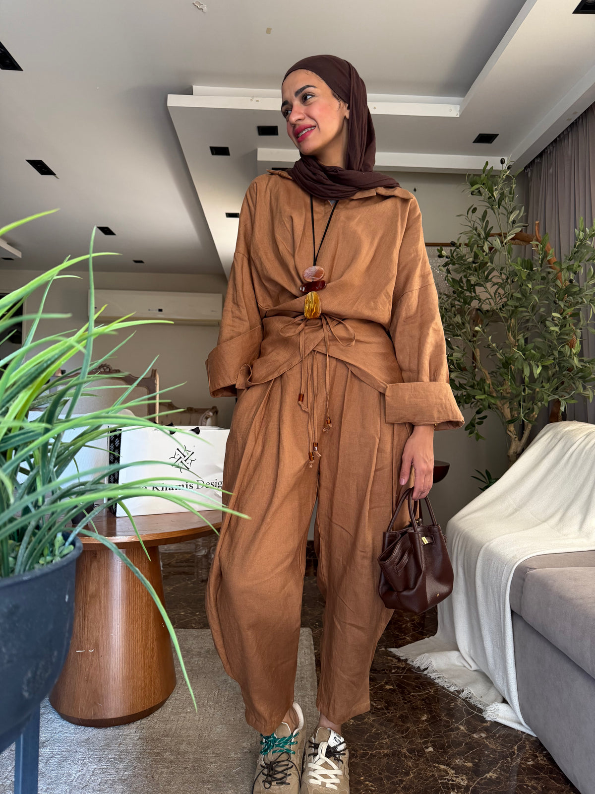 The Relaxed Wrap Set in Camel