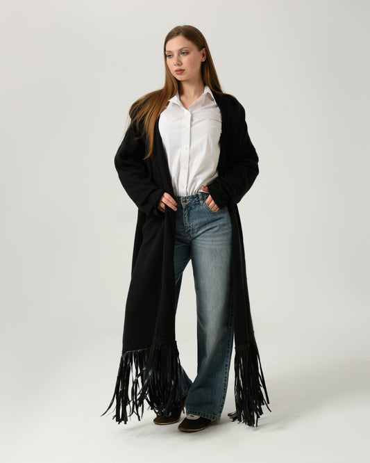 MIDNIGHT FRINGE  CARDIGAN